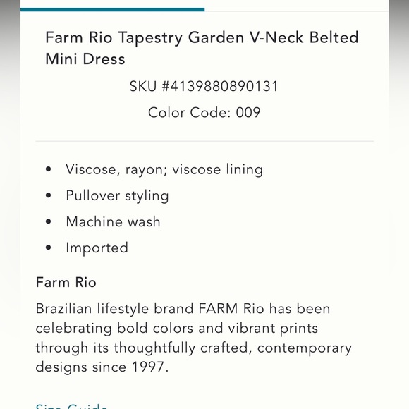 Farm Rio Tapestry Garden V-Neck Belted Wrap Mini Dress NWOT Size Small - Picture 14 of 14